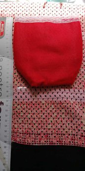 Sacchetto medio porta confetti rosso con merletto 5  pezzi in offerta