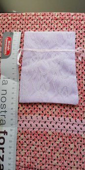 Sacchetto porta confetti merletto rosa chiaro 11  pezzi