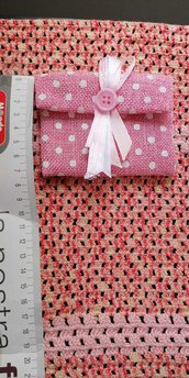 Pochette 10 pezzi porta confetti rosa pois con bottoncino 