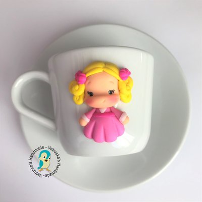 Tazzina da caffè e piattino decorati a mano Tazzina da caffè e piattino decorati a mano