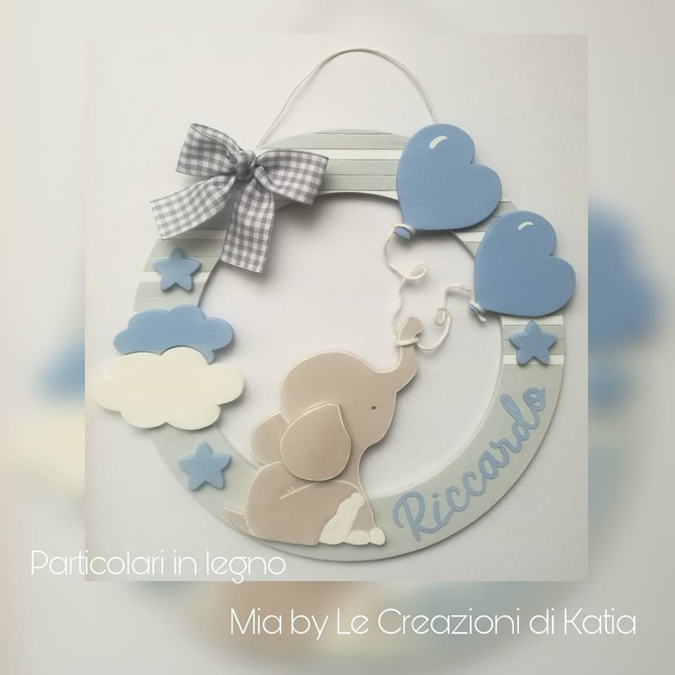 Fiocco Nascita Bimba Personalizzato In Legno - 12x22 Cm (Lettera) E 16x18 Cm (Nome) - Rosa, Dipinto A Mano Con Fiocco Di Raso, Decorazione Porta Cameretta - Made In Italy