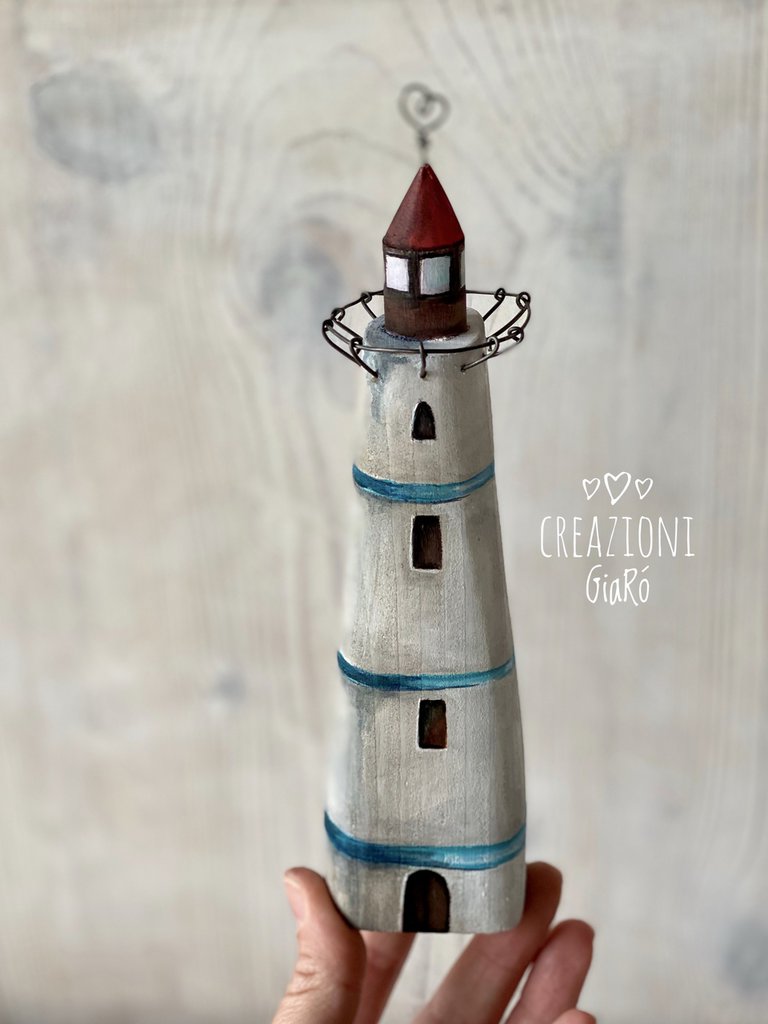 Faro In Legno Rustico – Decorazione Nautica Per Casa, Stile Mediterraneo – 33x15.8x9 Cm