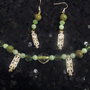 Bracciali perle verdi con pendenti in argento+orecchini +collana