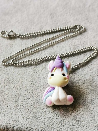 Collana unicorno in fimo, gioielli unicorno per amante degli unicor