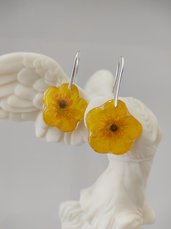 Orecchini donna argento orecchini donna fatti a mano fiore di ranuncolo giallo pendenti fiori