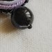 "Midnight" Orecchini viola, neri e bianchi, a soutache con perle nere e pompon