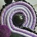 "Midnight" Orecchini viola, neri e bianchi, a soutache con perle nere e pompon