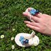 Sandaline bimba infradito cotone all'uncinetto con fiorellini blu e azzurri