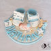 cake topper scarpette con orsetto, bebè e dati nascita personalizzati