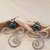 Orecchini pendenti in alluminio battuto con perle in ceramica greca artigianali e monachelle in acciaio