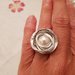 Anello regolabile in alluminio battuto con perla