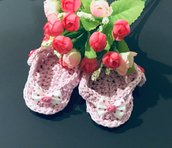Scarpette scarpine  infradito cotone  crochet neonato bebè