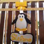 Fiocco nascita fatto a mano personalizzato bambino bambina fuoriporta baby-shower cameretta bambini nome pinguino pannolenci feltro neutro nero e bianco,fiocco rosa bimba,fiocco neutro giallo,personalizzato