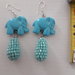 Orecchini pendenti con elefantino in resina azzurro 