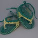 Sandali infradito neonato uncinetto 0-3 cotone 100% colore verde smeraldo e giallino