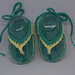Sandali infradito neonato uncinetto 0-3 cotone 100% colore verde smeraldo e giallino