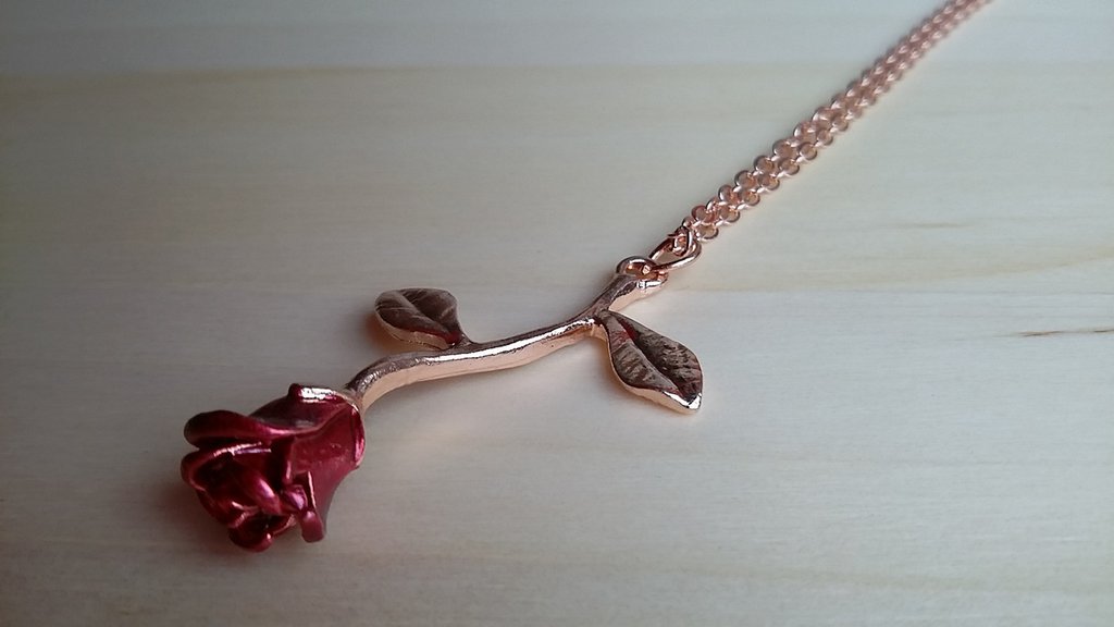 Set Gioielli Fiore Rosa Rossa - Collana, Orecchini E Anello Per Donne - Regalo Romantico