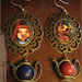 RESERVED for Francesca-ALICE IN WONDERLAND orecchini illustrazioni originali con teiera earrings