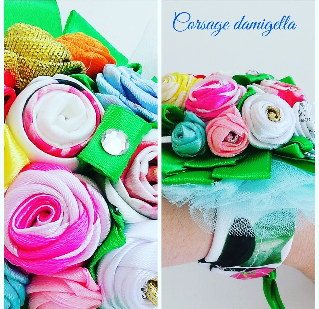 PATIKIL Corsage Bracciale Damigella Con Rosa Blu Navy - Fiore Artificiale Con Strass E Perle, Regolabile, Per Matrimonio E Festa - 2
