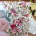 Cornice portafoto in plexiglas per nascita bimba, fiori e boccioli cuciti a mano