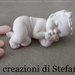 12 Bomboniere neonato/a in polvere di ceramica con sacchettino in rigatino di cotone per nascita o battesimo