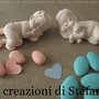 12 bomboniere in polvere di ceramica neonato/neonata per nascita e battesimo
