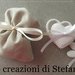 12 sacchettini portaconfetti in cotone con bomboniera in polvere di ceramica a forma di cuore per comunione, cresima o matrimonio
