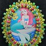 ARIEL, LA SIRENETTA,, ciondolo,pendente,collana personaggi cartoni animati, Principesse, Cabochon in vetro 30x40mm incastonato a mano