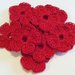 Mini Fiori a uncinetto per applicazioni / Set di 10 fiori / Fiori rossi