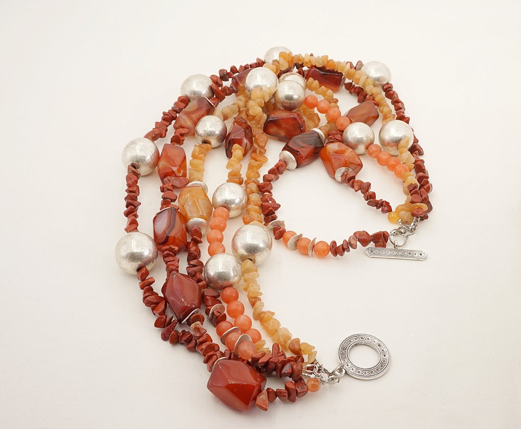 Avalaya - Collana multifilo in legno multicolore, con cordoncino