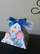 Scatolina triangolo triangolini confetti caramelle festa compleanno nascita battesimo Dumbo elefantino