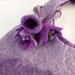 Borsa in feltro, viola e rosa, con fiori, interamente realizzata a mano 