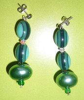 Orecchini di Perle Verdi e Swarovski