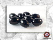 50 Perle Vetro 16 x 12mm- OVALE -Nero carbone lucido (pack: 50 pezzi)