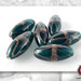 20 Perle vetro ovale Verde Petrolio con avventurina - 30 x 13 mm (pack: 20 pezzi)
