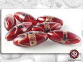 20 Perle vetro ovale Rosso con avventurina - 30 x 13 mm (pack: 20 pezzi)
