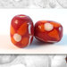 15 Perle vetro - Barile  - 18 x 13,5 mm - Colore: Rosso con disegni arancione e bianco