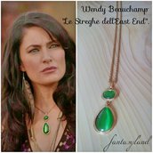 Collana ciondolo Wendy Beauchamp nella serie tv "Le Streghe dell'East End" Witches goccia verde pendente oro regalo telefilm 