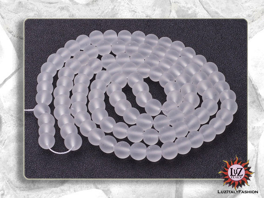 50 Perle Di Vetro Effetto Ghiacciato 10mm | R270, Sferiche, Foro 1.2mm, Per Bigiotteria E Creazioni Fai Da Te - 5