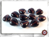 30 Perle vetro - colore Viola - Cuore - 9 x 15 mm - Creazione Gioielli