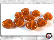 30 Perle vetro - colore Arancio Medio - Cuore - 9 x 15 mm - Creazione Gioielli