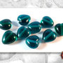 30 Perle vetro - colore Verde Petrolio - Cuore - 9 x 15 mm - Creazione Gioielli