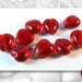 30 Perle vetro - colore Rosso - Cuore - 9 x 15 mm - Creazione Gioielli