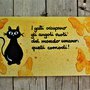 Targhetta in legno farfalle gialle con gatto 13x25cm