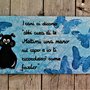 Targhetta in legno farfalle blu con cane 13x25cm