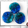 15 Perle Vetro Bicolore - Tondo Piatto - 30 x 5 mm - Azzurro - verde Petrolio