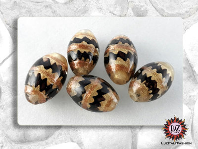 10 Perle di vetro Ovale 18 x 12 mm - Fatti A Mano - Nero 10 Perle di vetro Ovale 18 x 12 mm - Fatti A Mano - Nero