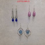 Lotto Vintage 3 Paia Di Orecchini Pendenti Modernisti CZ In - Foto 5