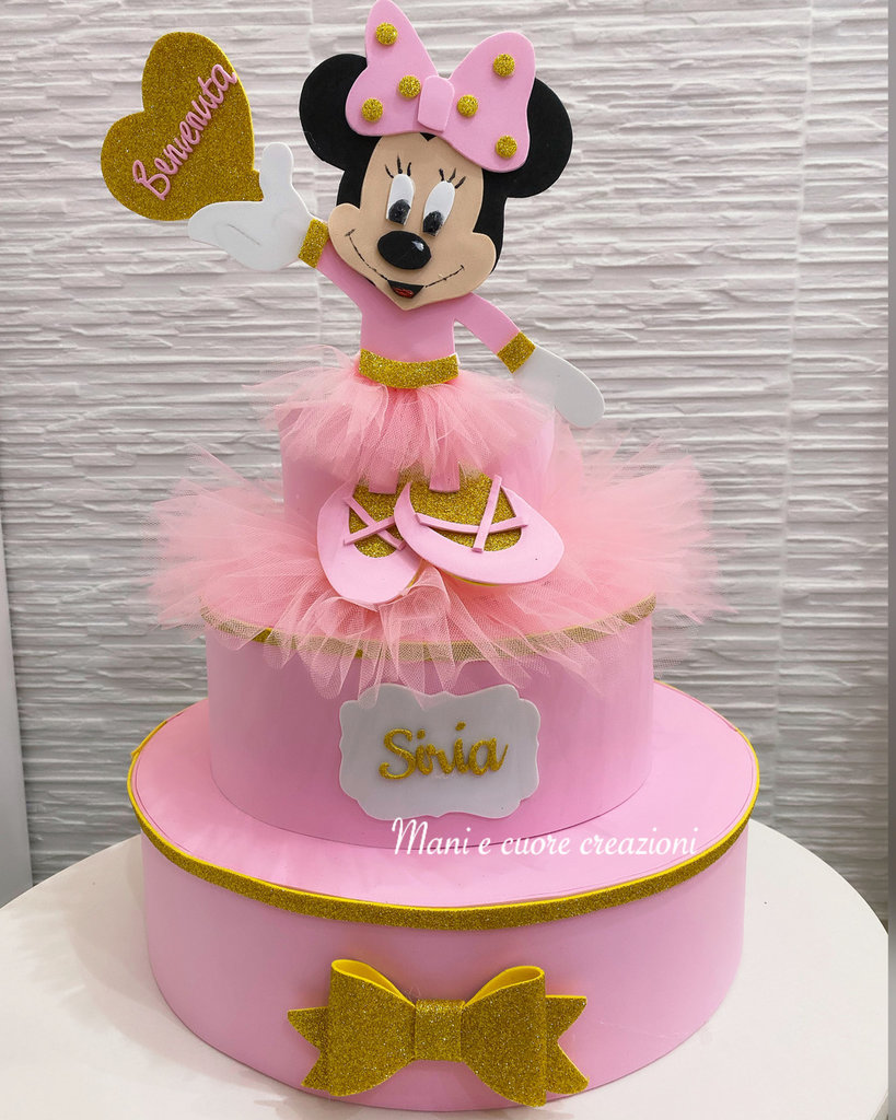 Torta scenografica Minnie compleanno - Cake design - Cake topper