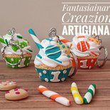 Bomboniera Portachiavi Cupcake colori misti